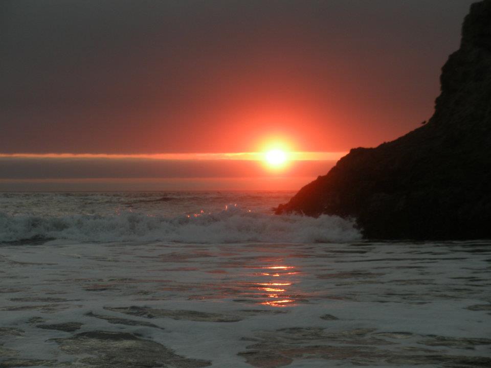 The sunset just south of Brookings at the mouth of the Winchuck River.